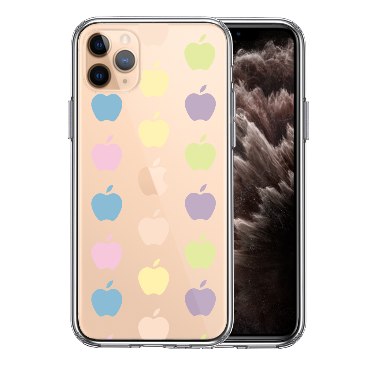 iPhone11pro ケース クリア 林檎 りんご apple 水玉 スマホケース 側面ソフト 背面ハード ハイブリッド