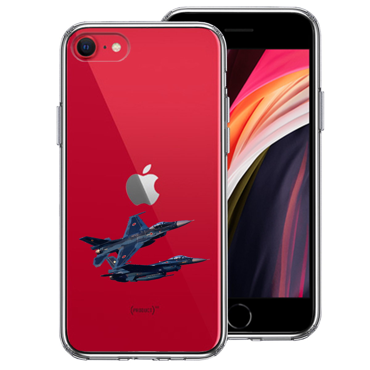 iPhoneSE ケース 第3世代 第2世代 クリア 戦闘機 F-2A VIPER ZERO スマホケース 側面ソフト 背面ハード ハイブリッド