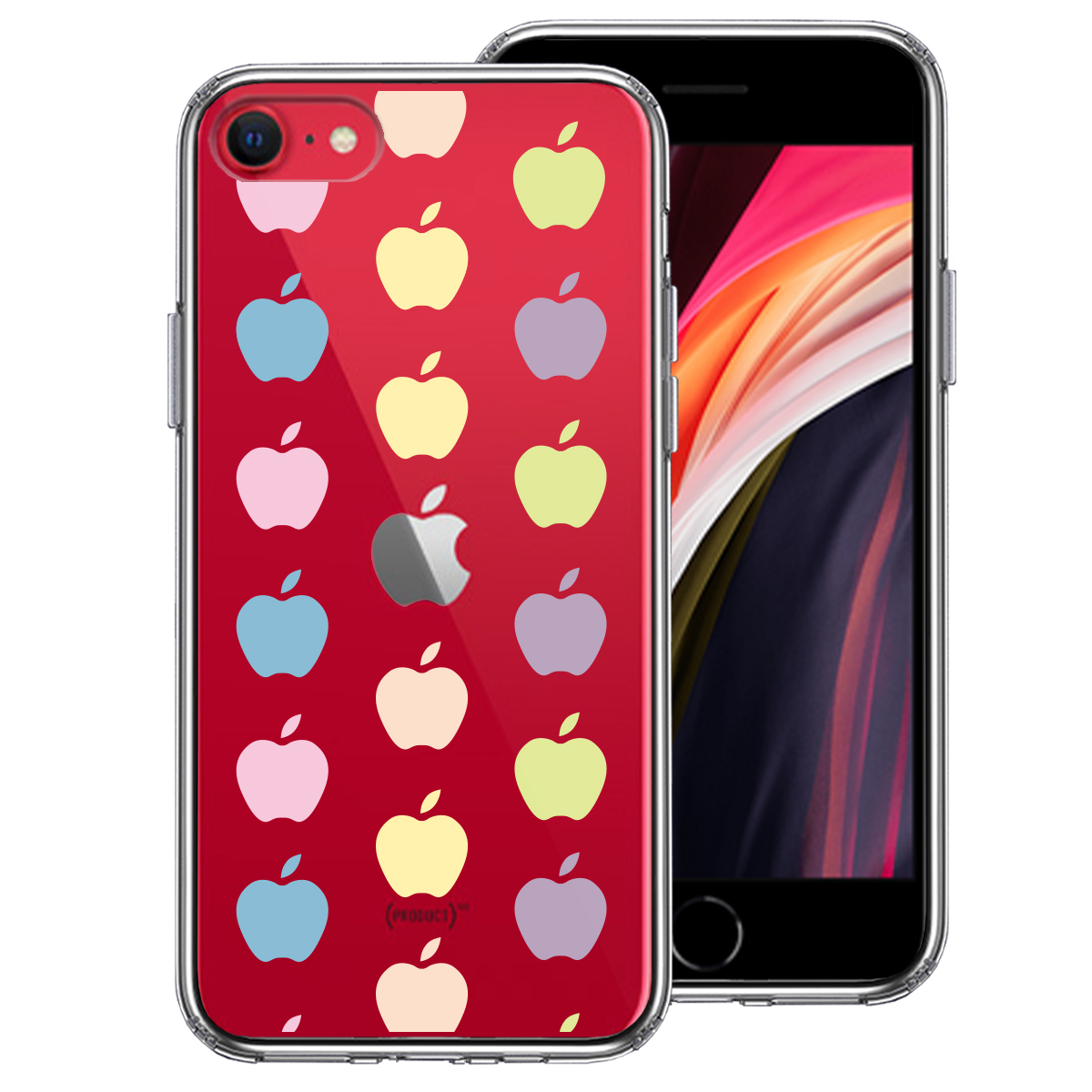 iPhoneSE ケース 第3世代 第2世代 クリア 林檎 りんご apple 水玉 スマホケース 側面ソフト 背面ハード ハイブリッド 送料無料 即日発送