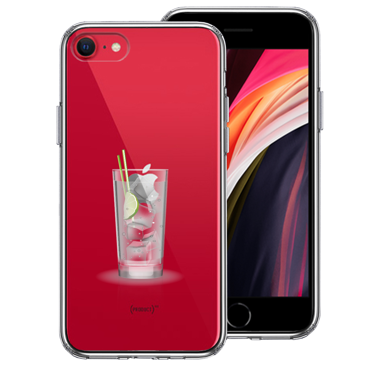 iPhoneSE ケース 第3世代 第2世代 クリア apple リンゴ カクテル スマホケース 側面ソフト 背面ハード ハイブリッド