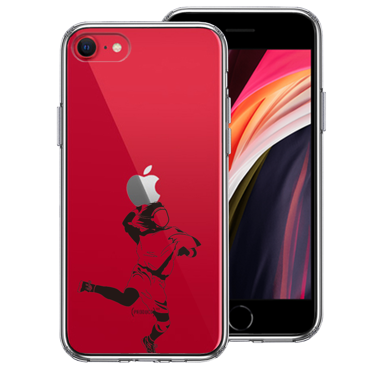 iPhoneSE ケース 第3世代 第2世代 クリア ハンドボール スマホケース 側面ソフト 背面ハード ハイブリッド 送料無料 即日発送