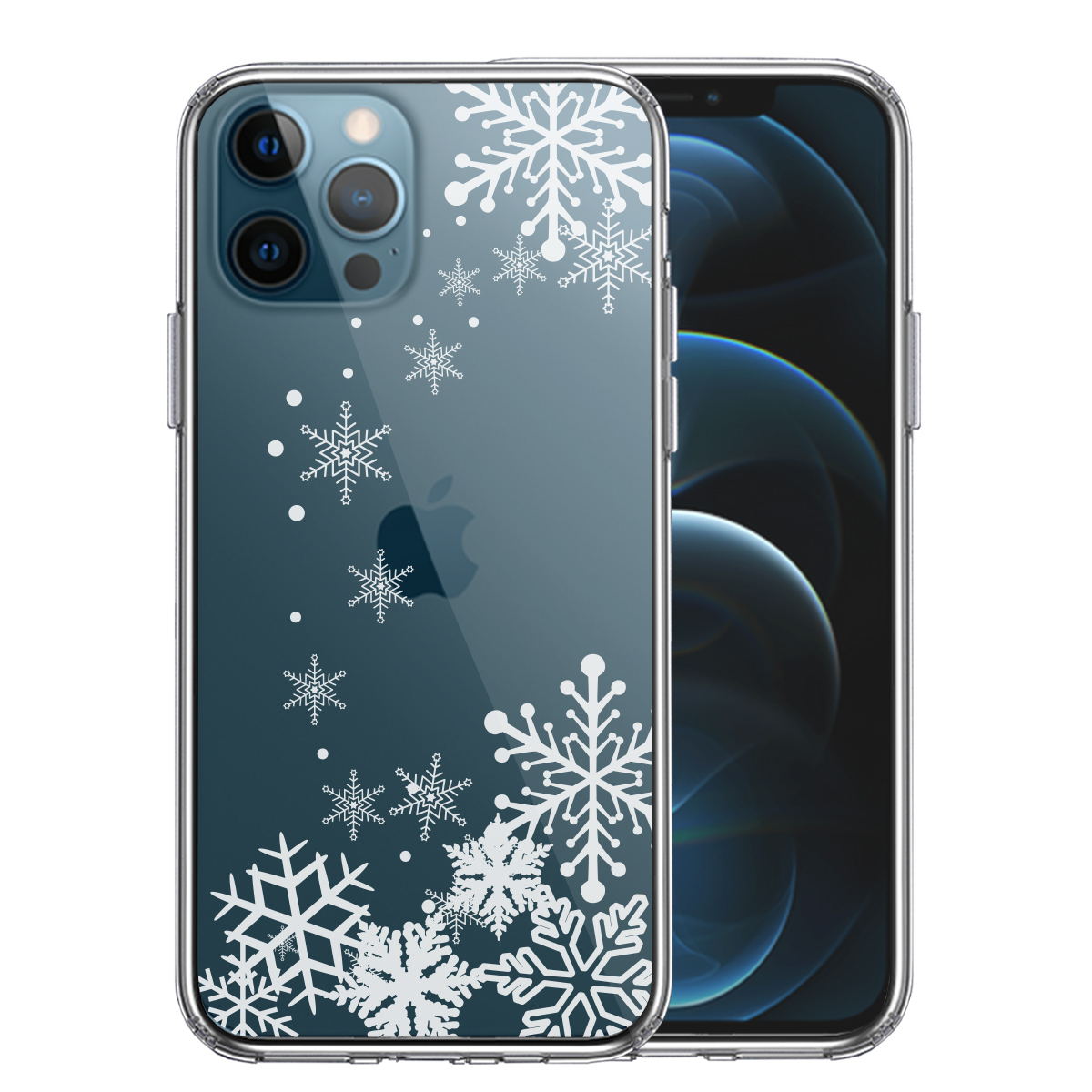 iPhone12Pro ケース クリア 雪の結晶 スマホケース 側面ソフト 背面ハード ハイブリッド