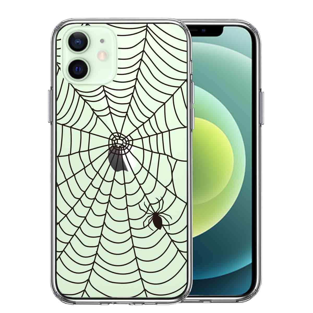 iPhone12mini ケース クリア スパイダー 蜘蛛 クモ スマホケース 側面ソフト 背面ハード ハイブリッド
