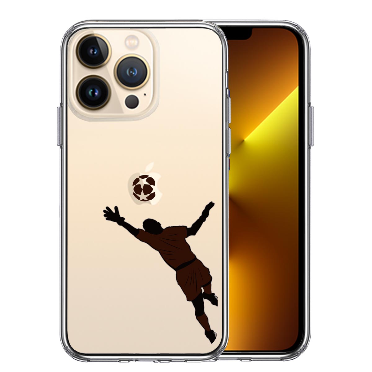 iPhone13Pro ケース クリア サッカー スーパーセーブ スマホケース 側面ソフト 背面ハード ハイブリッド