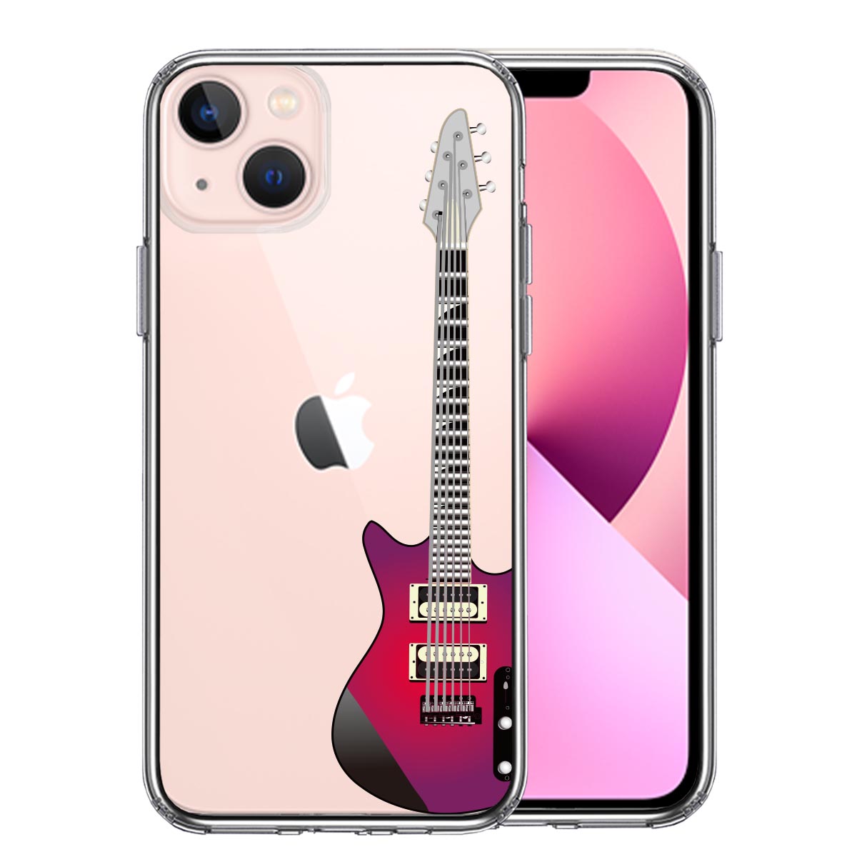 iPhone13mini ケース クリア エレキギター スマホケース 側面ソフト 背面ハード ハイブリッド