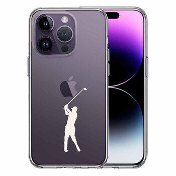 iPhone14Pro ケース クリア ゴルフ ホワイト スマホケース 側面ソフト 背面ハード ハイブリッド