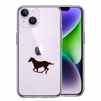 iPhone14Plus ケース クリア 馬 サラブレット スマホケース 側面ソフト 背面ハード ハイブリッド