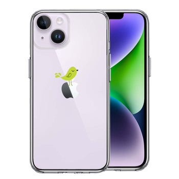 iPhone14Plus ケース クリア 鳥 グリーン スマホケース 側面ソフト 背面ハード ハイブリッド 送料無料 即日発送