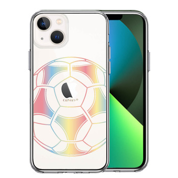iPhone13mini ケース クリア サッカーボール カラー スマホケース 側面ソフト 背面ハード ハイブリッド