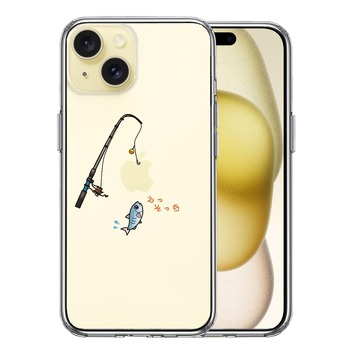 iPhone15Plus ケース クリア 魚釣り 釣り竿 スマホケース 側面ソフト 背面ハード ハイブリッド