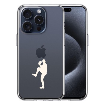 iPhone15Pro ケース クリア 野球 ピッチャー ホワイト スマホケース 側面ソフト 背面ハード ハイブリッド