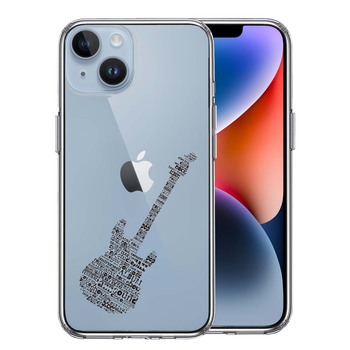 iPhone14 ケース クリア Electric guitar エレキ スマホケース 側面ソフト 背面ハード ハイブリッド