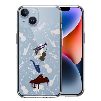 iPhone14 ケース クリア JAZZ 2 楽器 音符 スマホケース 側面ソフト 背面ハード ハイブリッド 送料無料 即日発送